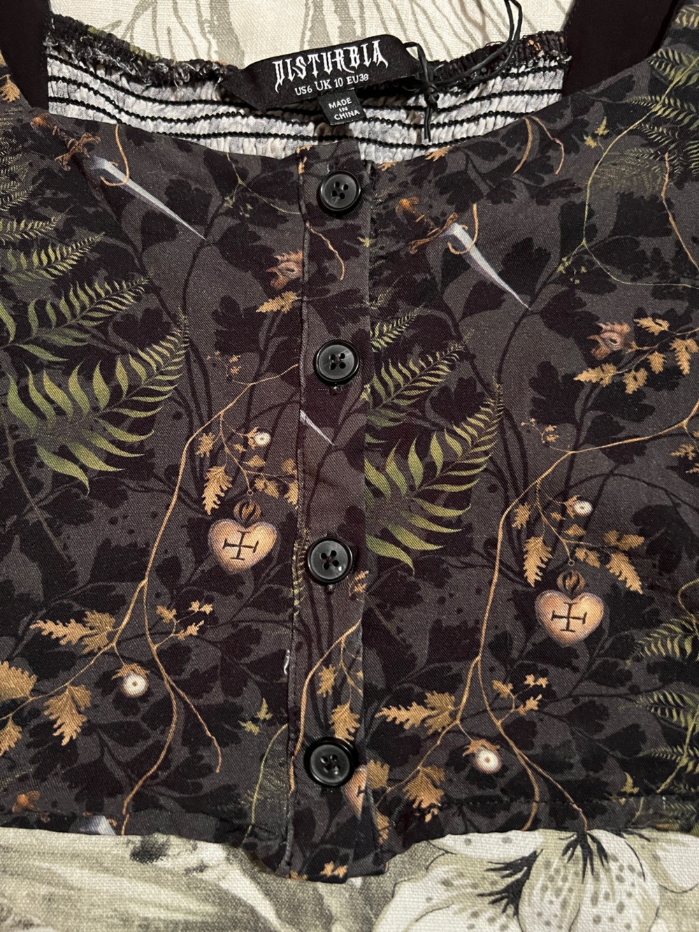NWT Disturbia Withered Fern Square-Neck Crop Top - Picture 3 of 6